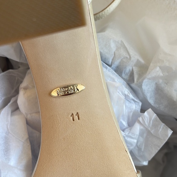 Badgley Mischka Tempest Ivory Embellished Block Heel Sandals - Picture 8 of 10